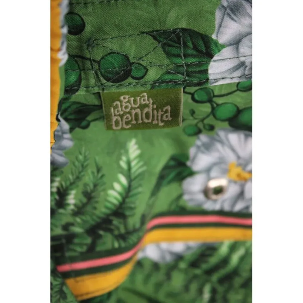 Agua Bendita Mens Green Floral Polyester Swim Shorts Size 14
